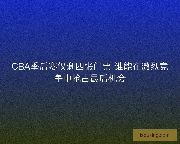 CBA季后赛仅剩四张门票 谁能在激烈竞争中抢占最后机会
