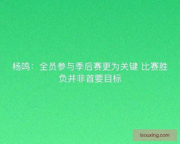 杨鸣：全员参与季后赛更为关键 比赛胜负并非首要目标