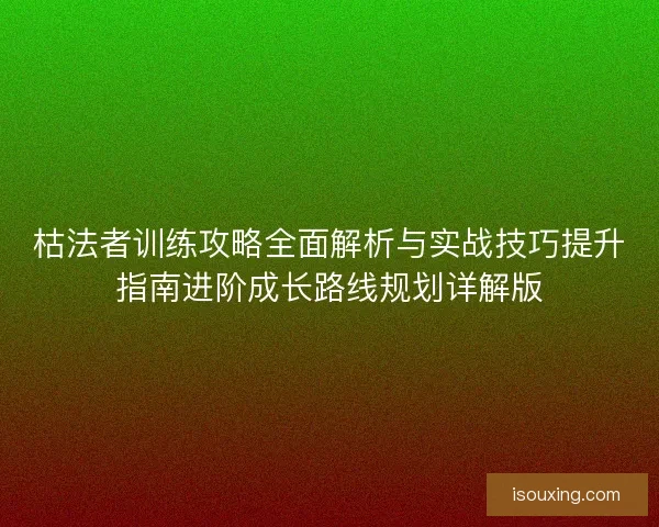 枯法者训练攻略全面解析与实战技巧提升指南进阶成长路线规划详解版