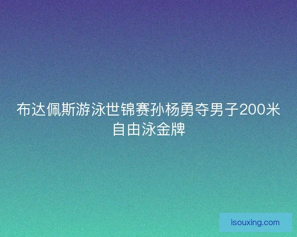 布达佩斯游泳世锦赛孙杨勇夺男子200米自由泳金牌