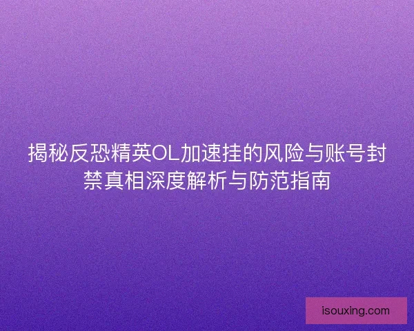 揭秘反恐精英OL加速挂的风险与账号封禁真相深度解析与防范指南